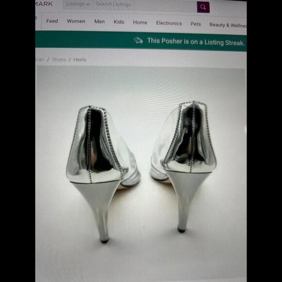 Good American Cinder-f*cking-rella Pointed Toe Pumps Clear Metallic Silver - Picture 5 of 5